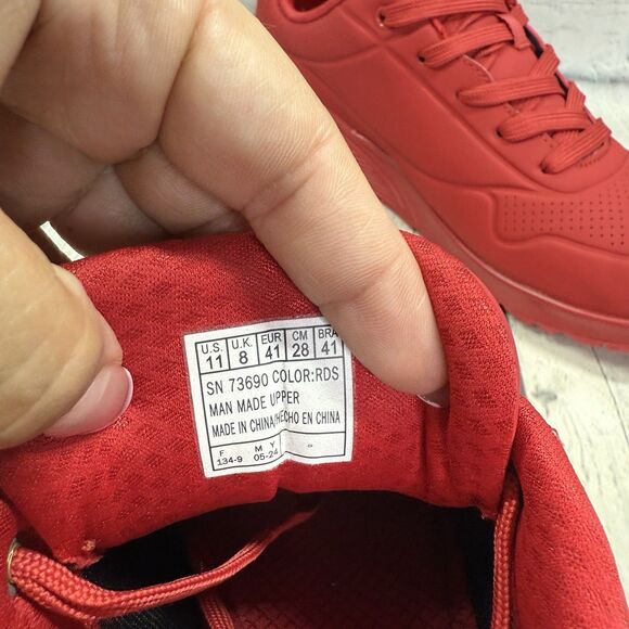 Skechers Street Stand Uno Air Sneakers Women Size 11 Red Athletic Gym Life Shoes - Picture 6 of 9